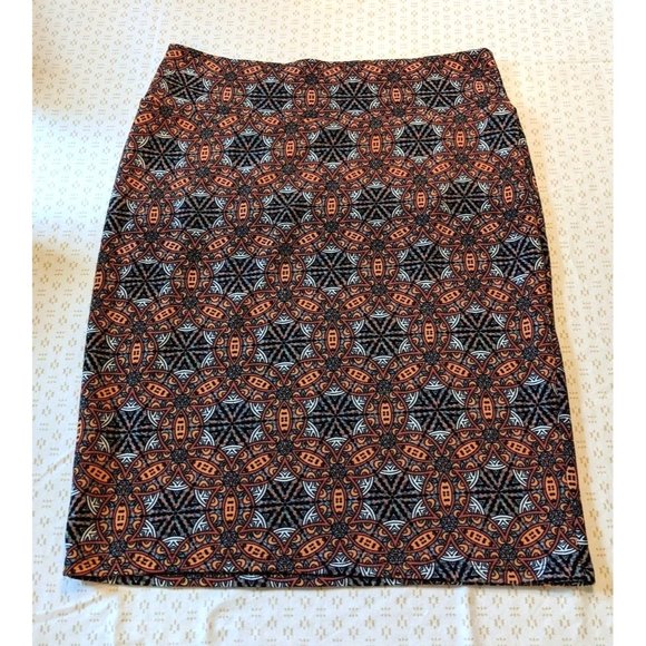 LuLaRoe Dresses & Skirts - LuLaRoe Cassie XXL stretch straight pencil skirt Autumn colors geometric pattern